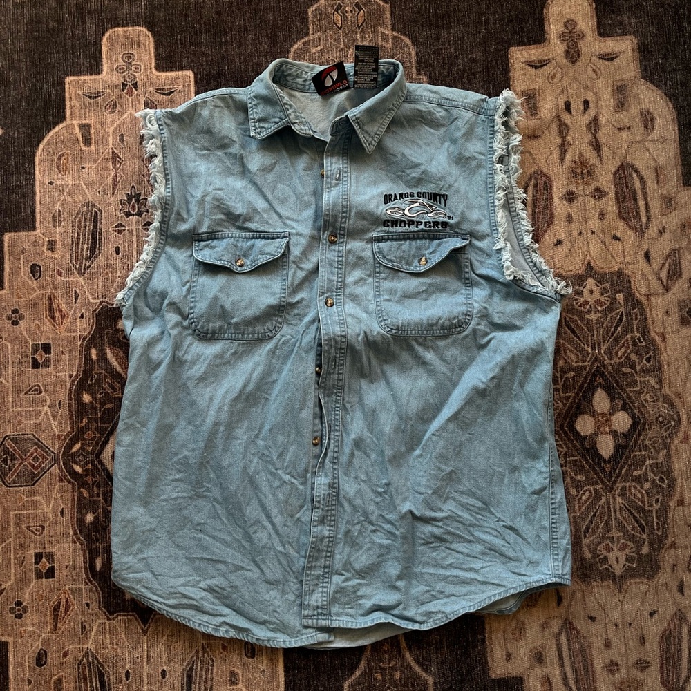 Orange County Choppers Sleeveless Denim button up Shirt